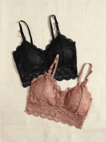 SHEIN Maternity 2packs Floral Lace Wireless Bralette Lingerie For Mother - Multicolor - View 3