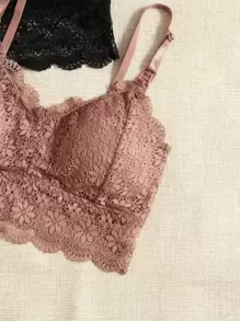 SHEIN Maternity 2packs Floral Lace Wireless Bralette Lingerie For Mother - Multicolor - View 4