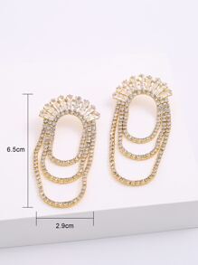 Pendientes largos con diamante de imitación con cadena - Amarillo Oro - Ver 3