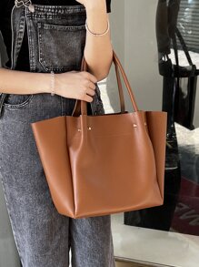 Nhẹ, di động, sức chứa lớn, thông thường, túi tote đeo vai tối giản thời trang dành cho nữ, phụ nữ, sinh viên đại học, tân binh và công nhân cổ trắng cho mùa thu, mùa đông cần thiết, cho công việc, văn phòng, đi làm, đại học, cho mùa thu đông, ngoài trời - Màu nâu  Mocha - Xem 1