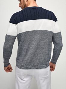 Manfinity Men Colour Block Cable Knit Jumper - Multicolor - View 3
