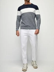 Manfinity Men Colour Block Cable Knit Jumper - Multicolor - View 4