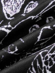 ROMWE Grunge Punk 骷髅頭圖案背心上衣 - 黑與白 - 查看 3