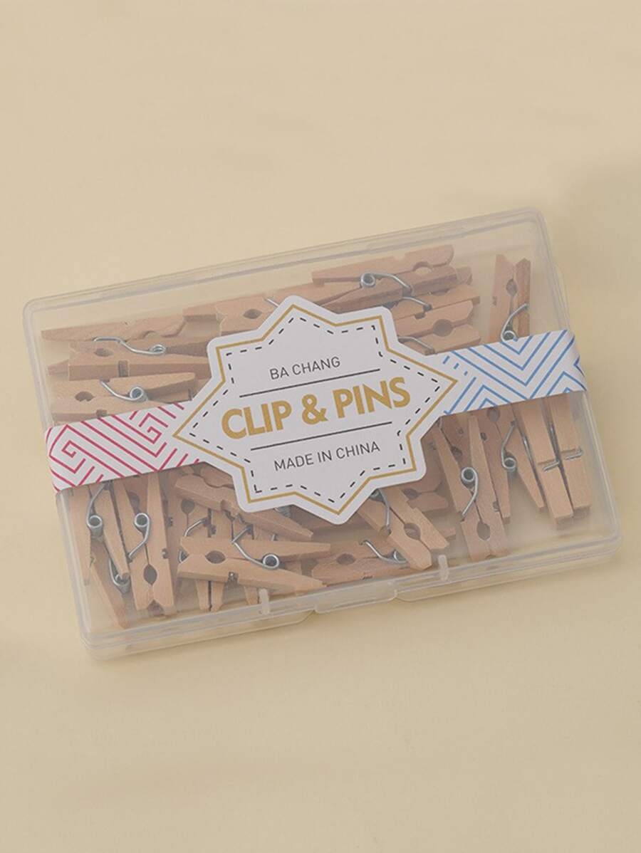 40pcs Wooden File Clip - Multicolor - View 1