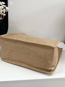 男女通用，度假轻便，休闲心形和字母图案购物袋，适合少女和女大学生，非常适合大学、户外、旅行、郊游，大容量礼品袋，适合妈妈和妈妈，学校包，大容量，便携，适合少女和女大学生，非常适合返校、开学第一天、中学、高中、购物、度假、大学，独特的奶奶礼物，适合家庭的最佳感恩节礼物 - 卡其色 - 查看 5