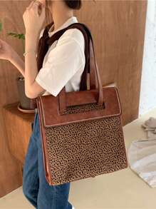 Leopard Pattern Shoulder Tote Bag - Multicolor - View 1