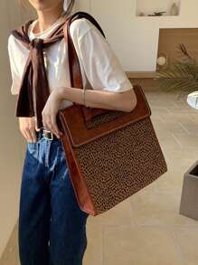Leopard Pattern Shoulder Tote Bag - Multicolor - View 2