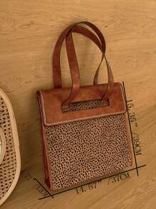 Leopard Pattern Shoulder Tote Bag - Multicolor - View 6