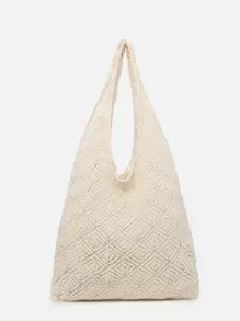 Hollow Out Crochet Bag Vacation - White - View 1