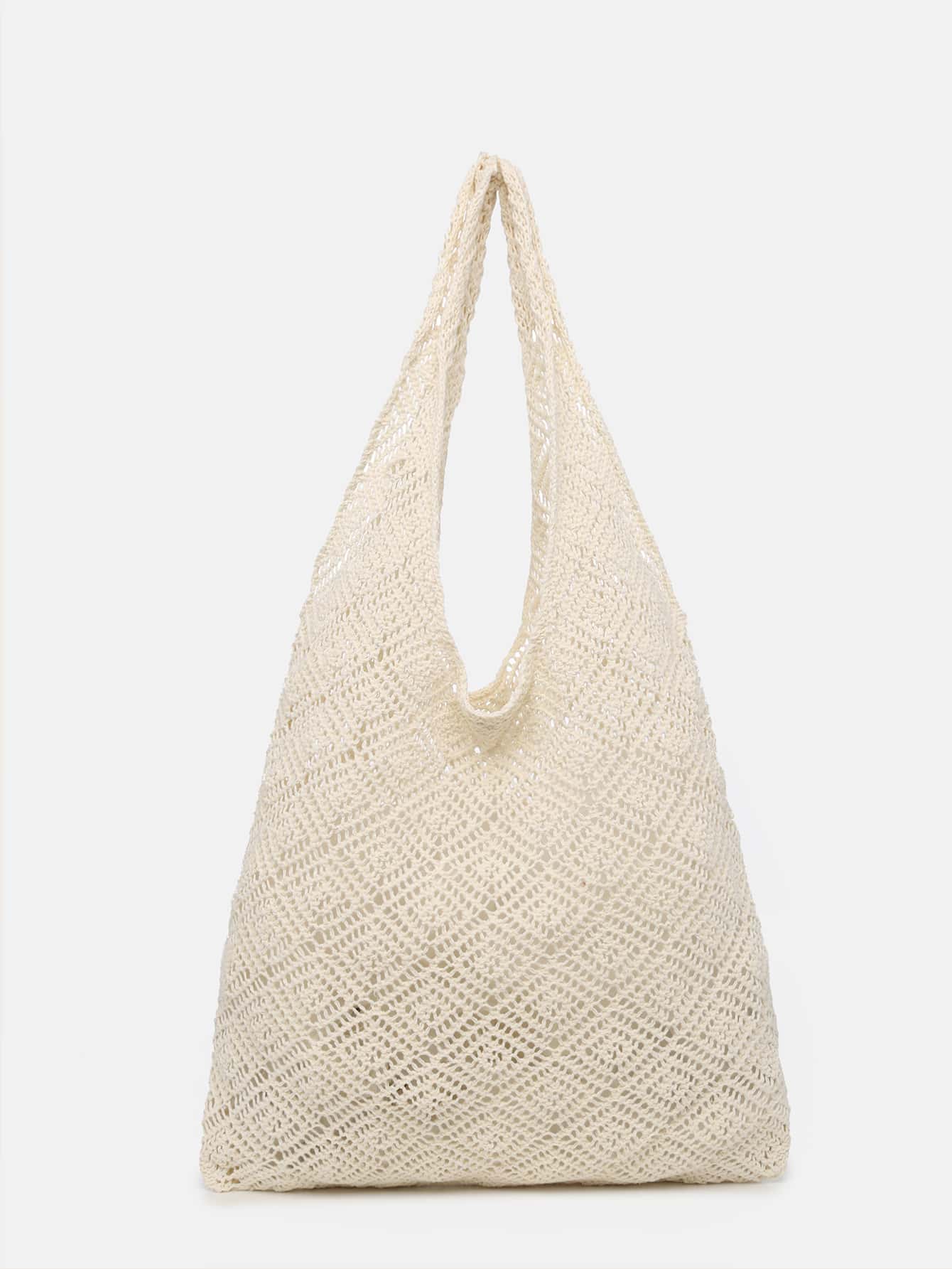 Hollow Out Crochet Bag Vacation - White - View 1