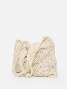 Hollow Out Crochet Bag Vacation - White - View 2