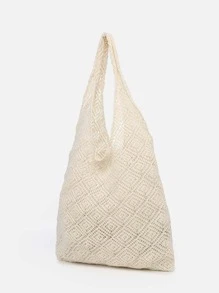 Hollow Out Crochet Bag Vacation - White - View 3