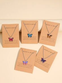 17KM 5 cái Bướm Charm Vòng cổ - Nhiều màu - Xem 5