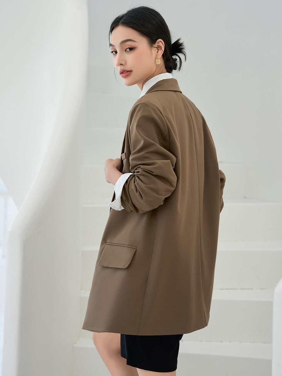 Flap Detail Single Breasted Blazer
