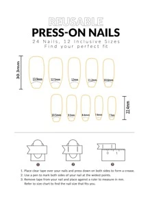 24pcs Long Coffin Shaped False Nails With 1 Nail File And 1 Jelly Glue - Multicolor - View 4