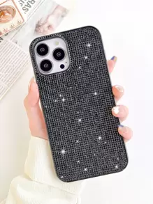 奢華全包式鑲嵌水晶閃爍手機殼，適用於iPhone - 黑色 - 查看 1