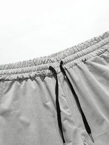 Manfinity Homme Men Letter Graphic Drawstring Waist Shorts - Grey - View 3
