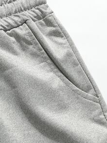 Manfinity Homme Men Letter Graphic Drawstring Waist Shorts - Grey - View 4