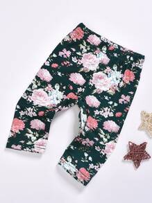 嬰兒荷葉邊連身背心和花卉圖案長褲和頭巾 - 彩色 - 查看 4