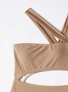 Cut-out One Piece Swimsuit - Khaki - View 3