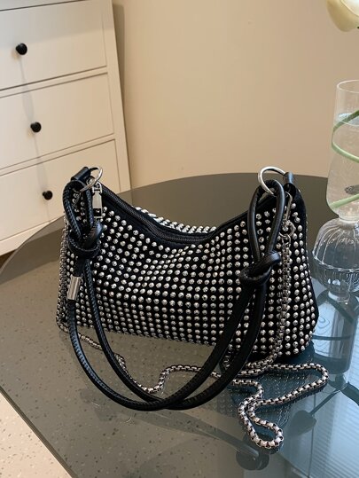 Studded Design Chain Bucket Bag