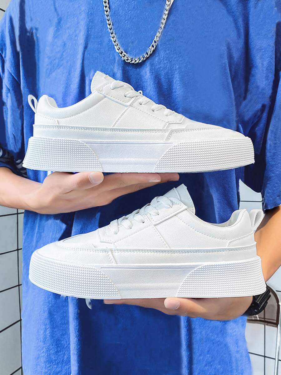 Men Lace-up Front Skate Shoes - White - View 1