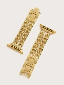 Correa de reloj compatible con Apple Watch con diseño de cadena - Dorado - Ver 3