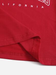 SHEIN EZwear Letter Graphic Tee - Red - View 4