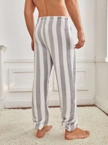 Men Vertical Striped Sleep Trousers - Multicolor - View 2