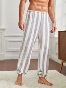 Men Vertical Striped Sleep Trousers - Multicolor - View 3