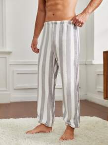 Men Vertical Striped Sleep Trousers - Multicolor - View 1