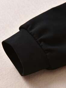 SHEIN Toddler Boys Colour Block Bear Embroidered 3D Patched Hoodie & Joggers - Multicolor - View 3