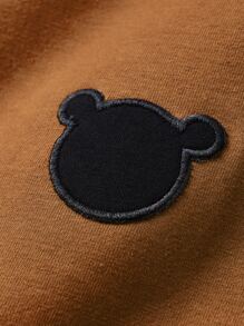 SHEIN Toddler Boys Colour Block Bear Embroidered 3D Patched Hoodie & Joggers - Multicolor - View 6