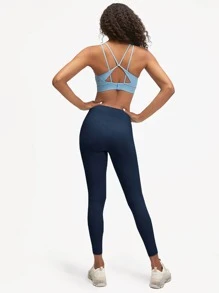 GLOWMODE FeatherFit™ Solid Strappy Sports Bra - Baby Blue - View 4