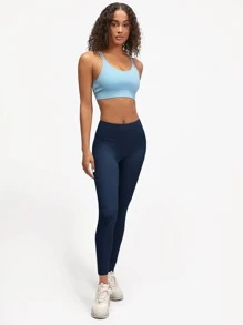 GLOWMODE FeatherFit™ Solid Strappy Sports Bra - Baby Blue - View 5