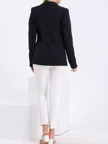 EURMUSE Blazer con cadena con diseño de aro de cuello con solapa - Negro - Ver 2