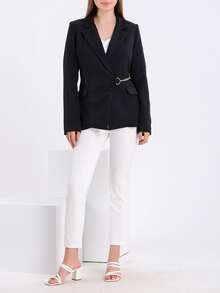 EURMUSE Blazer con cadena con diseño de aro de cuello con solapa - Negro - Ver 5