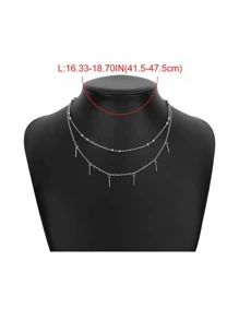 1 Máy Tính Thời Trang Hợp Kim Kẽm Đính Hạt Trang Trí Hình Học Charm Lớp Vòng Cổ Cho Nữ Trang Trí Hàng Ngày - Bạc - Xem 5