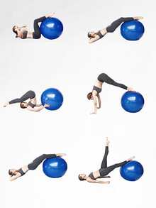 蓝色瑜伽健身球，健身球，厚瑜伽球，适合健身、减肥、怀孕、感官训练 - 藍色 - 查看 4