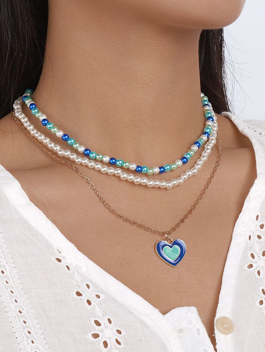 3入組愛心掛飾項鍊