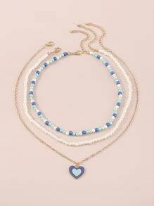 3入組愛心掛飾項鍊