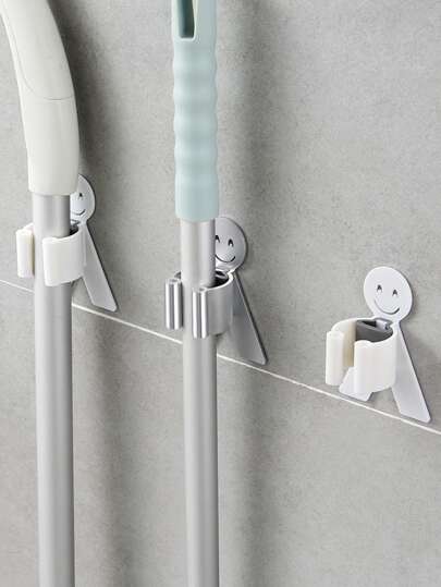 1 Cây Lau Nhà Tự Dính Giá Đỡ, Mẫu Mặt Cười Ngẫu Nhiên Không Đục Lỗ Cây Lau Nhà Treo Tường & Phụ Kiện Phòng Tắm Móc