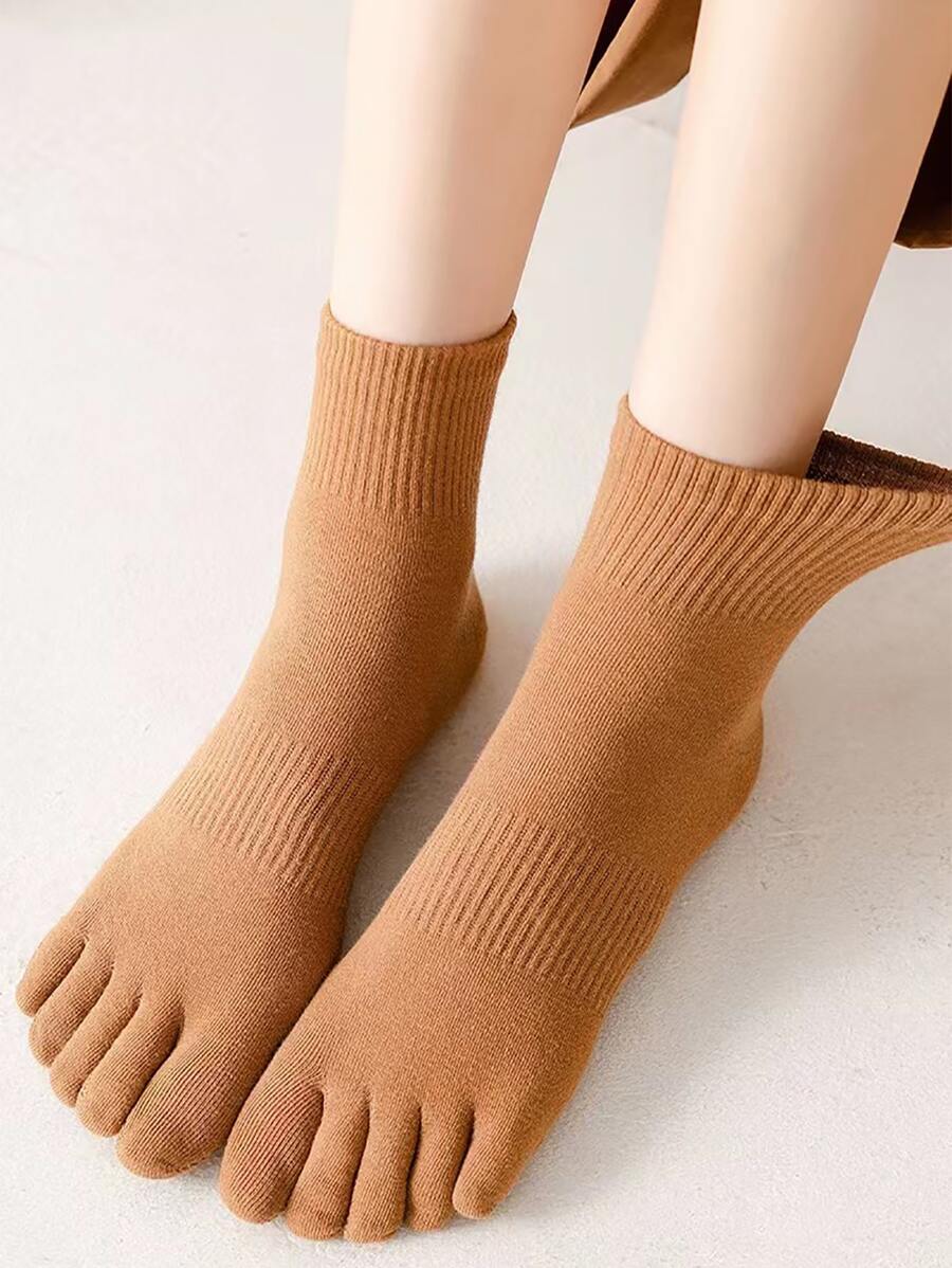 Solid Toe Socks - Coffee Brown - View 1