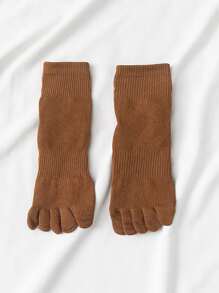 Solid Toe Socks - Coffee Brown - View 3