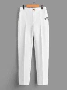 SHEIN Quần Trai Nút Đắp vá Túi Đồ họa Giải trí - trắng - Xem 3