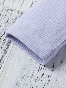 女婴纯色荷叶边睡衣和发带套装 - 淡紫色 - 查看 3