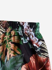 SHEIN Holidaya Wygodne i eleganckie spodnie damskie z dużym nadrukiem kwiatowym