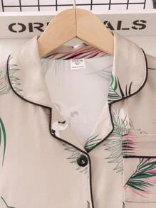 Tween Girls' Home Wear With Leaf And Bird Print - Khaki - View 7