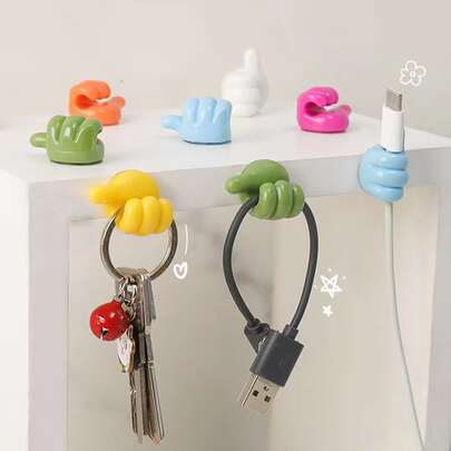 1个/5个/10个/20个拇指形壁挂挂钩，彩色粘性，家居收纳整理方案，适用于卧室、客厅、厨房、浴室，装饰性挂钩套装