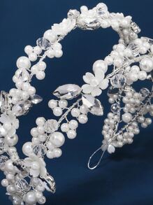 仿珍珠水钻装饰新娘发带 情人节配饰